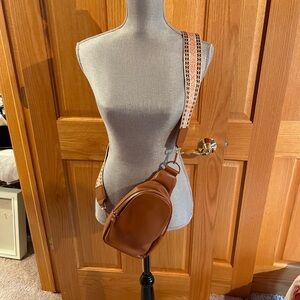 Tan and Brown  Crossbody Bag with Minimalist Design